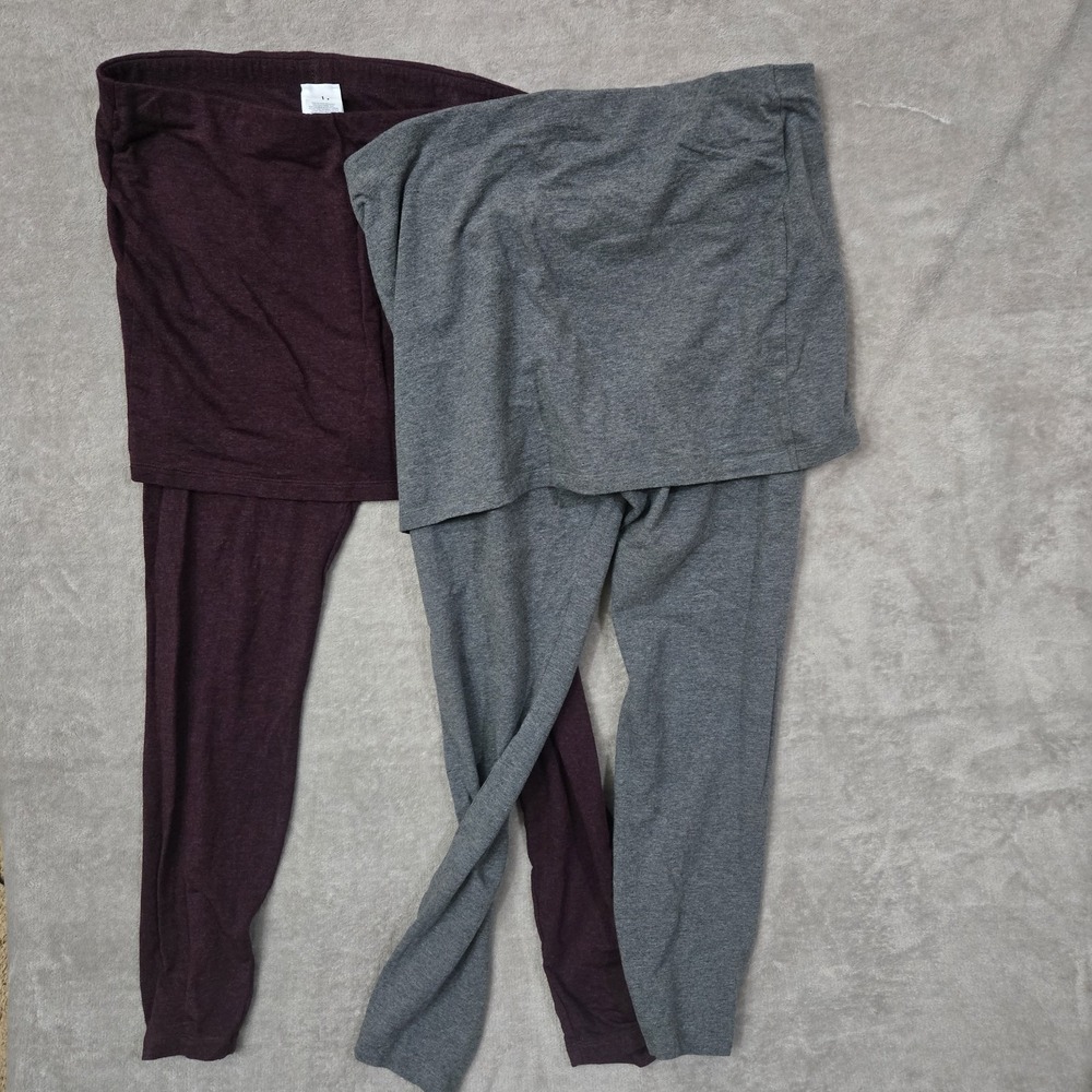 Cabi 2 in 1‎ Capri Skort Medium Gray Burgundy Athletic Sporty Gym Yoga Lot Of 2